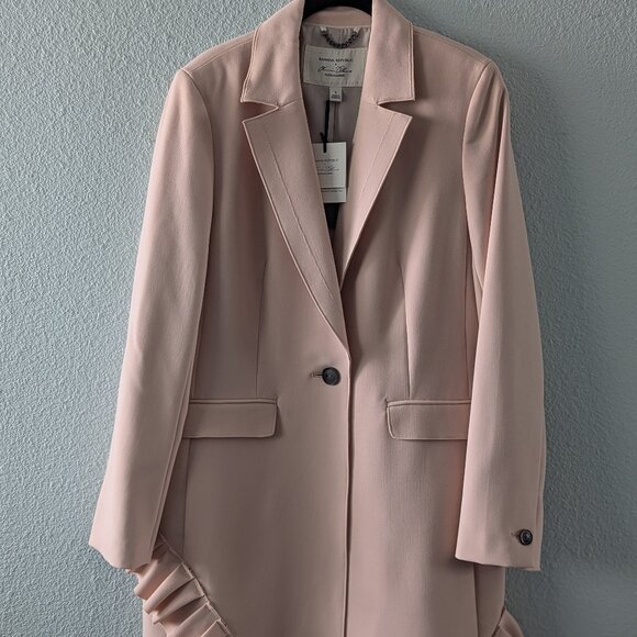 NWT Banana Republic x Olivia Palermo |Women's Ruffle Accent Coat Wispy Pink S - Picture 2 of 7
